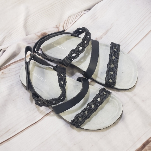 Merrell Terran Braid Slingback Sport Sandal Black 8M Womens Adjustable - Picture 2 of 8